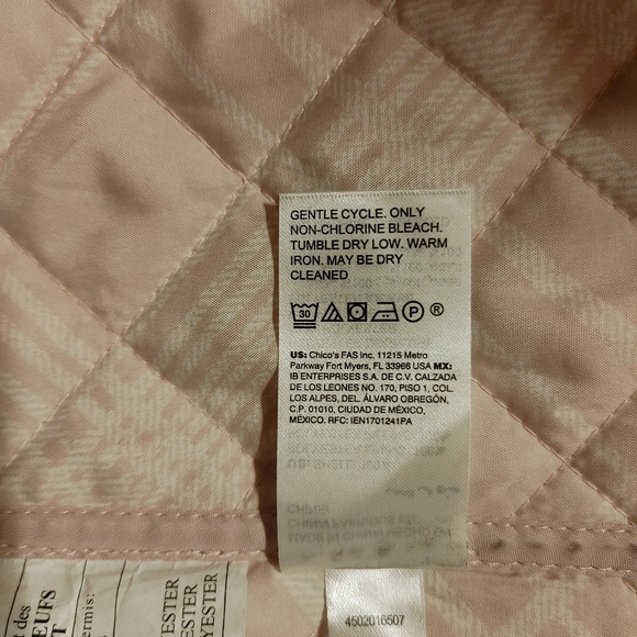 Chico's blush lightweight quilted jacket sz 0 - Picture 11 of 11